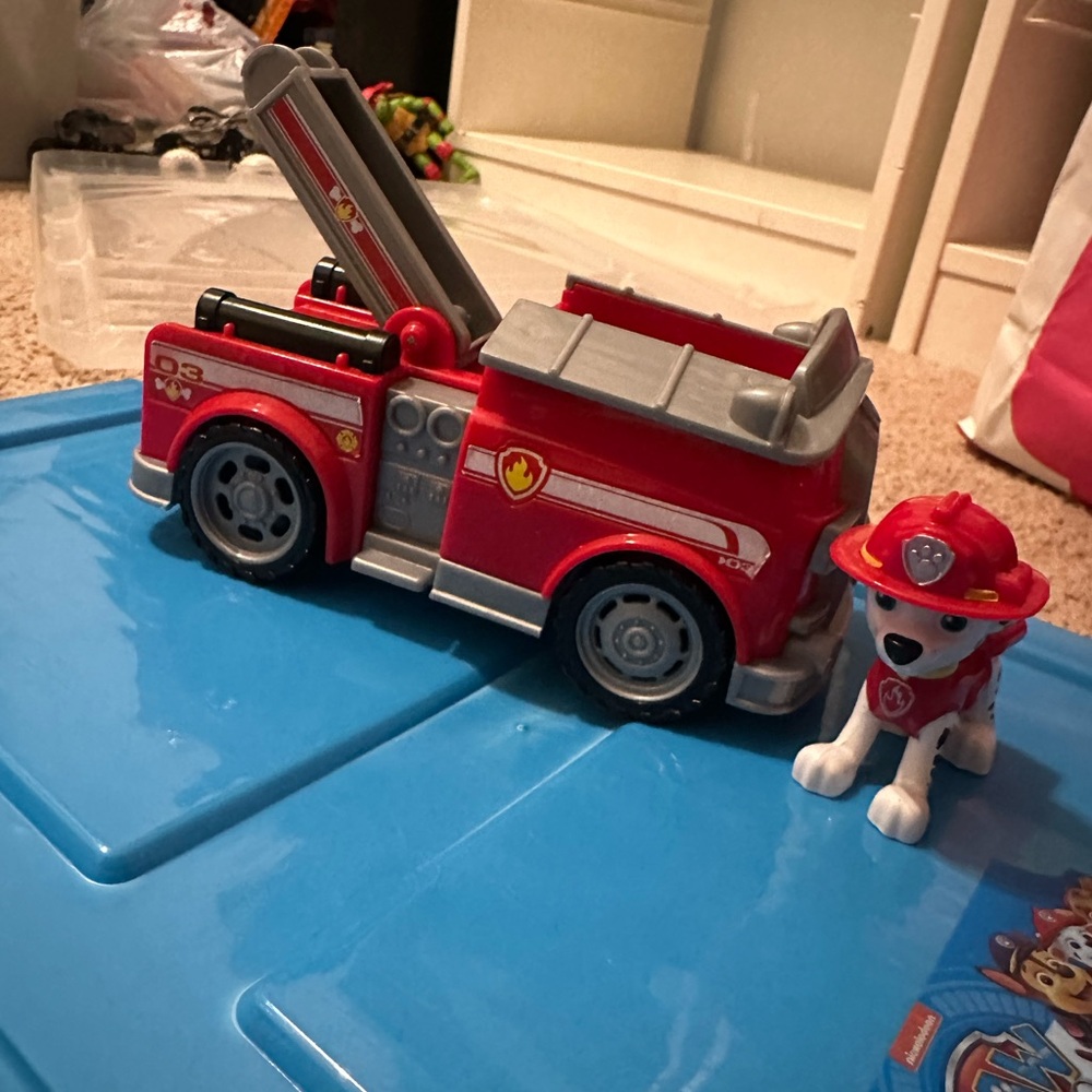 Paw Patrol Red and Silver Fire Truck with Dalmatian Figure